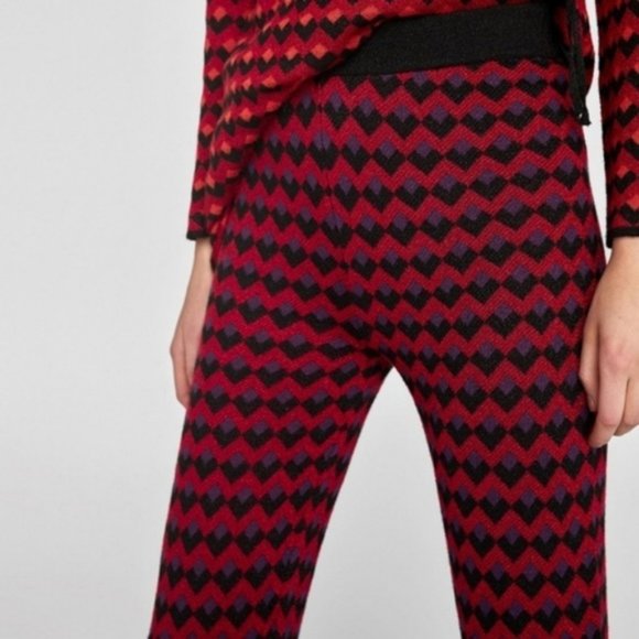 NWT ZARA Knit Sparkle Bell Bottom Pants Size S - Picture 5 of 9